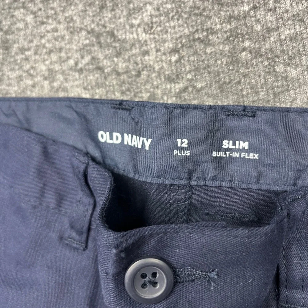 Old Navy Pants Boys 12 Plus Navy Blue Slim Built-In‎ Flex Chino 665608-00-1